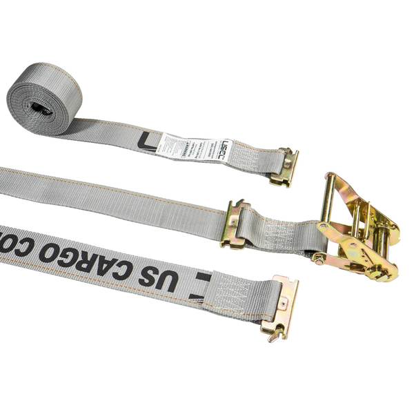 Us Cargo Control 2" x 16' Gray E-Track Ratchet Strap w/ Double-Fitted End 5316SEFCLE-GRY